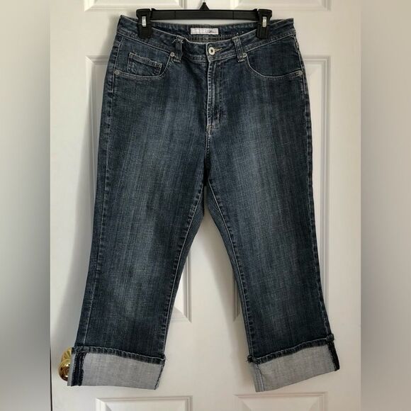 CHICO'S PLATINUM WOMEN'S JEAN'S ZODIAC CROP DEMIN STRECH SIZE 1 (8/10) MEDIUM - Picture 1 of 11